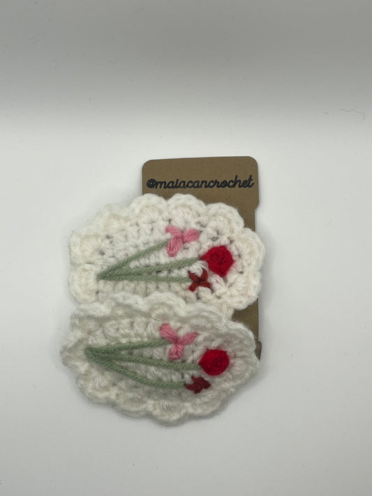 Crochet Flower Bouquet Hair Clips